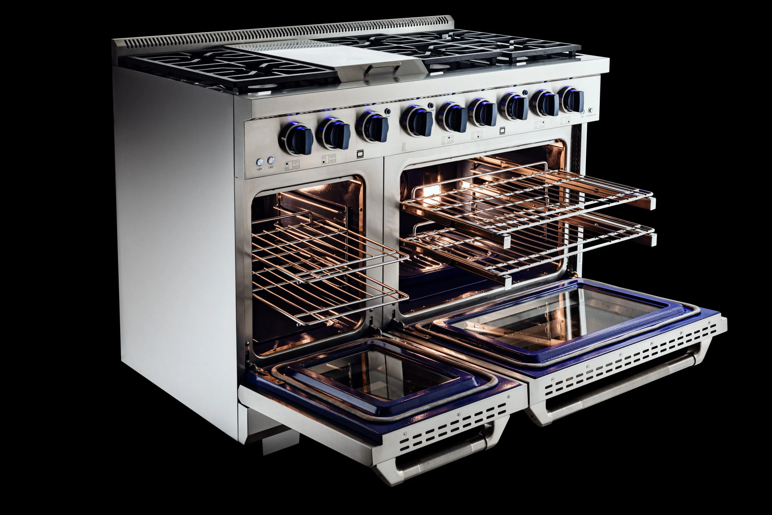 Randolph 48″ Range with Blue Knobs | VEZENI Power & Design