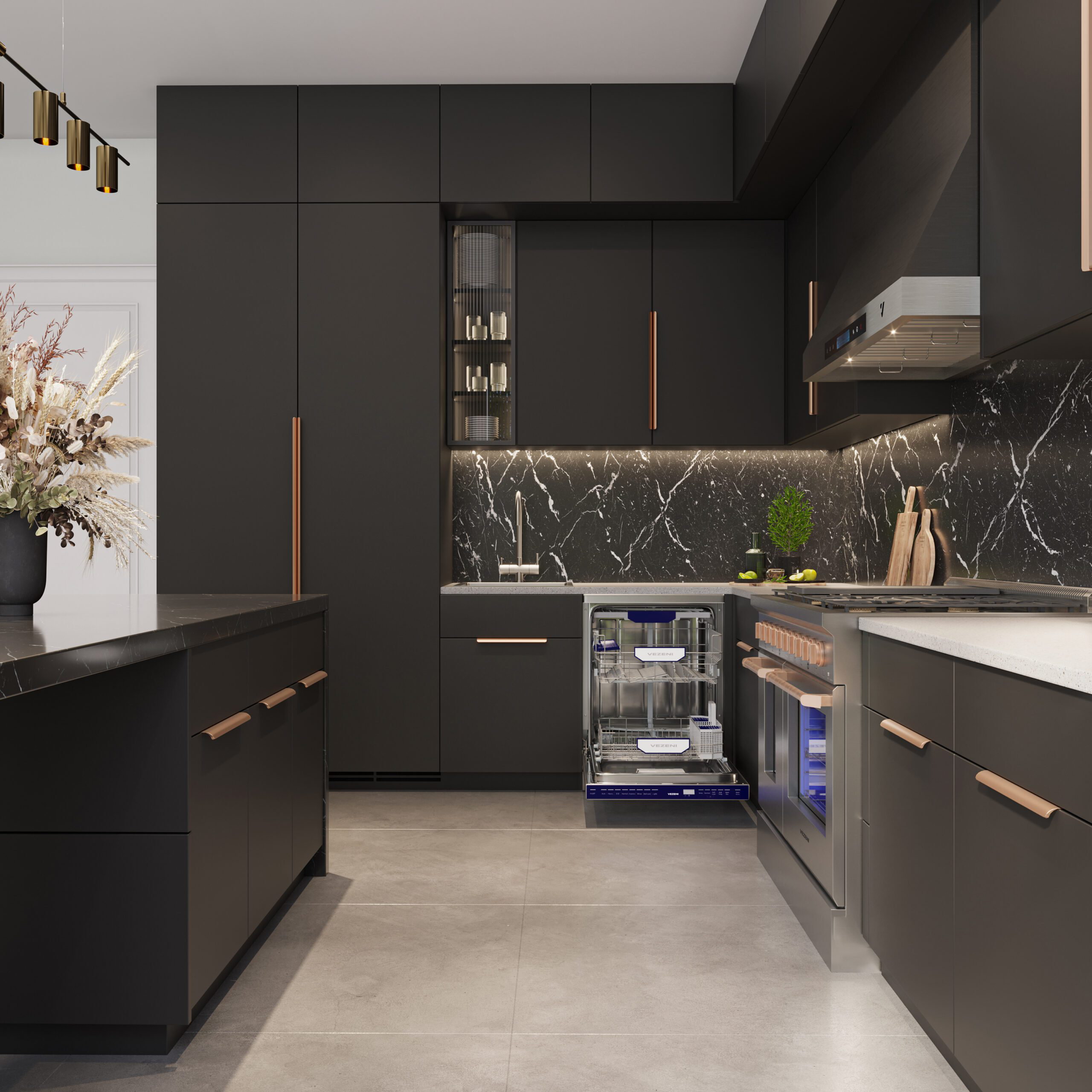 Vezeni 24 in dishwasher brown kitchen